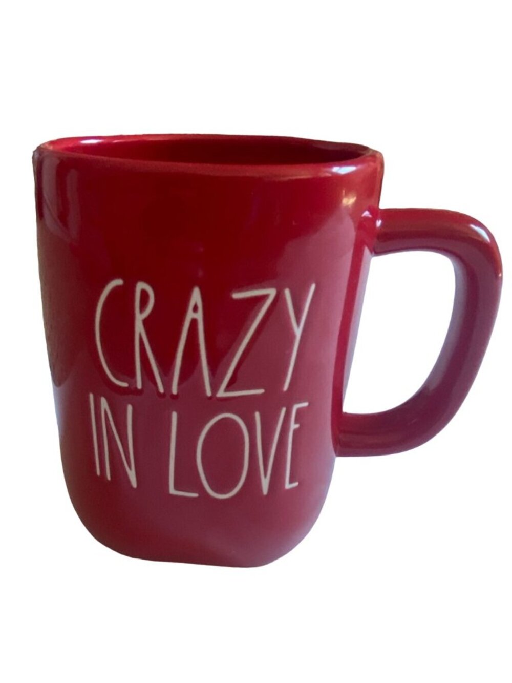 ⢠Rae Dunn Red Mug CRAZY IN LOVE Large Letter Coffee Cup